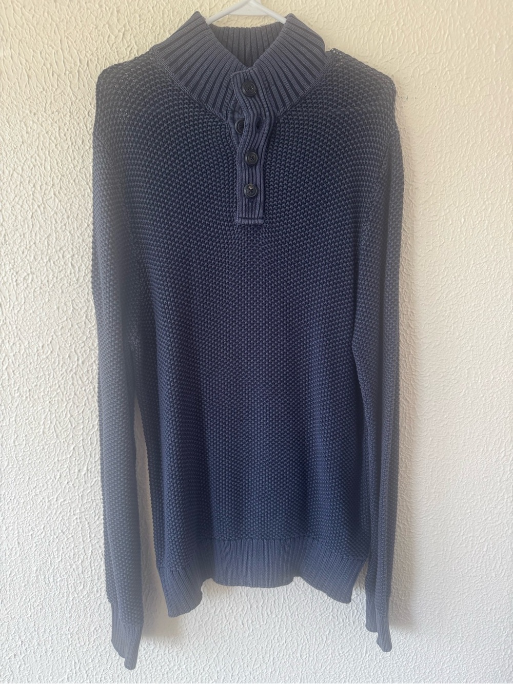 Lucky Brand Navy Blue Knit Henley Sweater